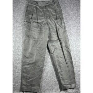 Lafayette 148 New York Women 💯 Linen Pants Size 12 Black Pleated Office Career